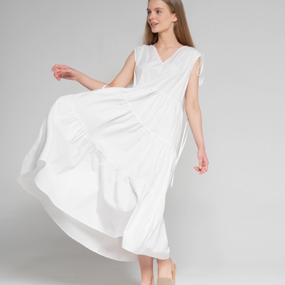 White cotton midi dress